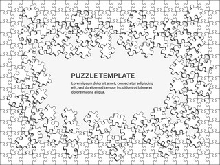 Jigsaw puzzle background with many white pieces. Abstract mosaic template