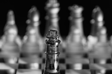 The concept of business competition: Close-up pieces off a military confrontation with rivals alone