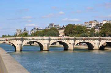 bridge over the Seine river in Paris in France called PONT NEUF