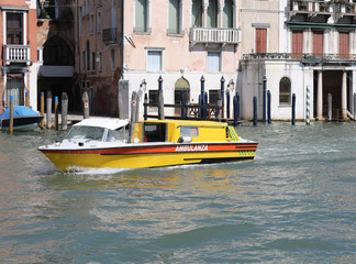 ambulance boat in Venice Italy in this Island the roads are wate © ChiccoDodiFC