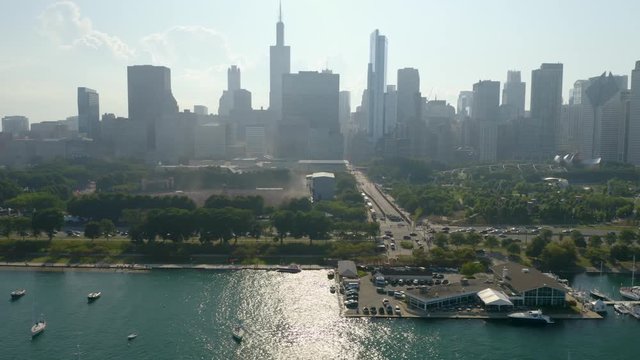 Aerial Dolly Shot Past Lollapalooza Crowds in Chicago, Illinois - Commercial Use