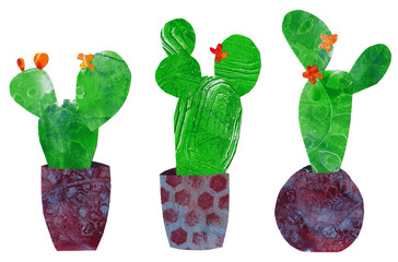Cactus mixed media collage 2