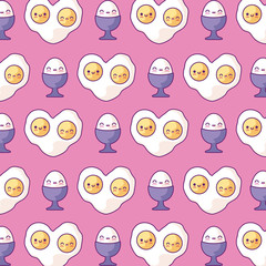 pattern of delicious eggs kawaii style