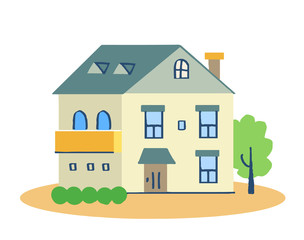 Fototapeta premium Green roof house with attic
