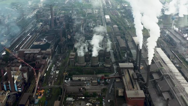 is the largest steelmaker in the central Europe mittal , aerial drone shot over , This clip is available in two different gradings , 10bit color or dji color lut 