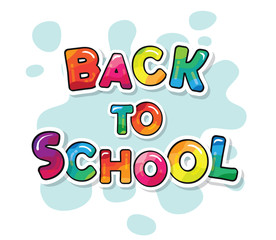 Back to school banner. Cartoon colorful letters paint with markers with contour line. Vector