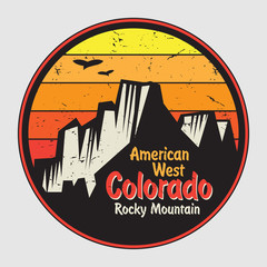Colorado label or stamp with mountains