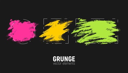 Grunge backgrounds set. Vector brush strokes. Area for text