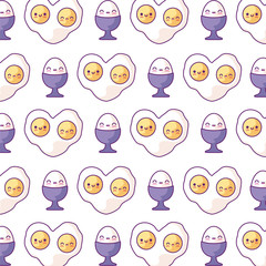 pattern of delicious eggs kawaii style