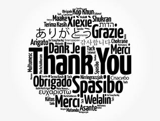 Thank You word cloud in different languages, concept background