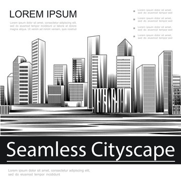 Engraving Seamless Cityscape Template
