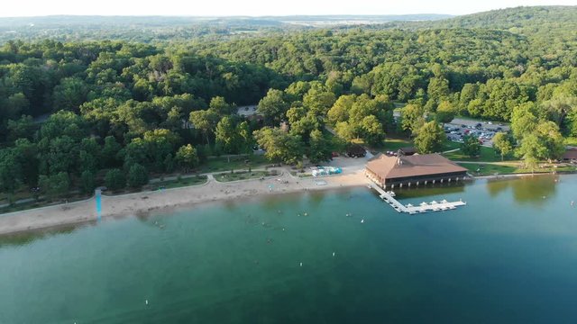 Aerial view Devil's Lake state park in Wisconsin. Drone view, nature scenic landscape