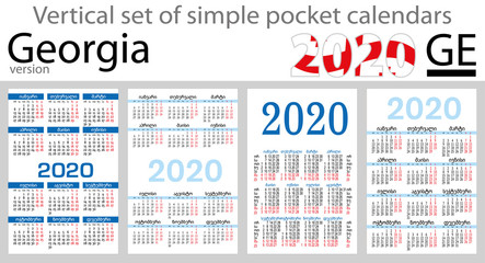 Georgia vertical set of pocket calendars for 2020
