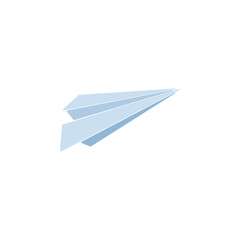 Fototapeta na wymiar Paper airplane icon. Send, submit, upload sign, symbol. Aircraft, flying machine. Blue airplane. Paper plane travel concept.