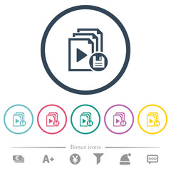 Save playlist flat color icons in round outlines