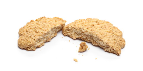 Integral cracked cookie isolated on white background