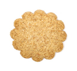 Integral cookie isolated on white background, top view