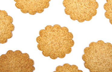 Integral cookies isolated on white background, top view
