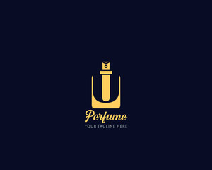 Luxury Initial alphabet Letter U  Perfume perfumery logo design vector illustration can be used for cosmetics spray beauty fragrance business eps 10 fully editable