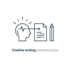 Storytwlling and creative writing, neuroscience and psychology concept logo, science research