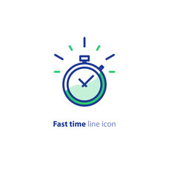 Quick services, fast delivery, deadline time, delay alarm, line icon - 284090398