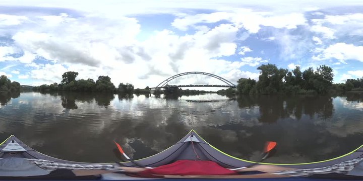 VR360, Boot f&auml;hrt unter Mainbr&uuml;cke, Stahlbr&uuml;cke, VR 360, VR, 360VR, 360 VR