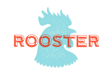 Rooster, poultry. Vintage logo, retro print, poster for Butchery