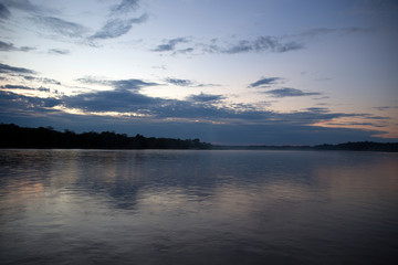 Sunset on Napo river in the jungle of Ecuador