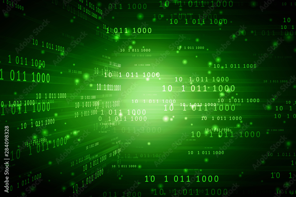 Poster 2d illustration abstract digital binary data on computer screen