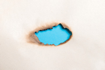 burned out space for writing on paper