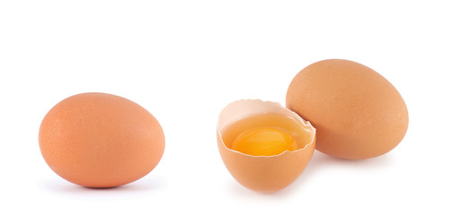 With brown eggs on a white background