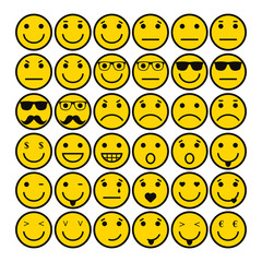 smile icon. Happy smiley face. Smiling Emoticon. Yellow vector symbol. 