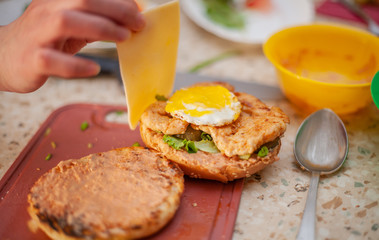 children cook a hamburger at a master class