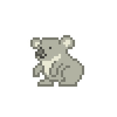 Koala bear, pixel art character isolated on white background. 8 bit wildlife australian animal logotype. Old school vintage retro slot machine/video game graphics.