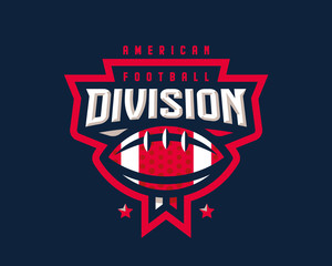 American football logo design. Rugby emblem tournament template editable for your design.