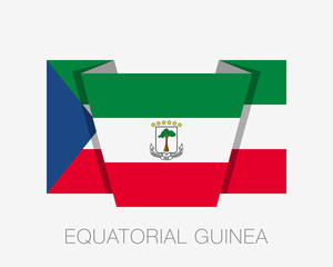 Flag of Equatorial Guinea. Flat Icon Waving Flag with Country Name on White