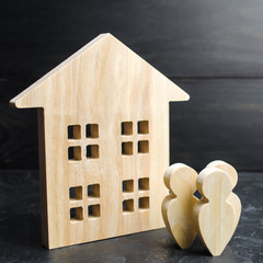 A group of people standing near the resident building. Buying or selling real estate. Lending to...