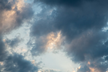  Natural background with sky and clouds. Dramatic sky with clouds. Dark sky with Cumulus clouds.