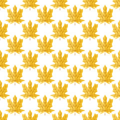 Autumn Set of Orange Maple Leaves on White Background, Vector Version