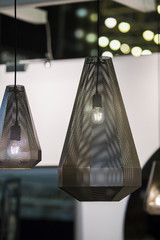Metal loft chandelier, industrial loft style, black fine mesh chandelier. Large chandelier for a...
