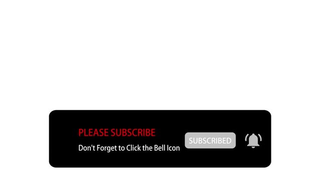 Notification: Please Subscribe and Don't Forget to Click the Bell Icon. Animation of Social Network on White Background with White Cursor