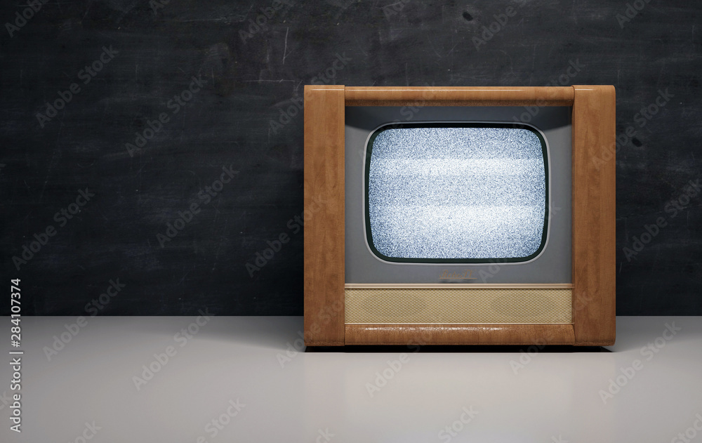 Wall mural vintage tv receiver 3d illustration