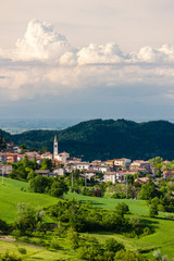 Fototapeta na wymiar landscape with village Vernasca, Italy