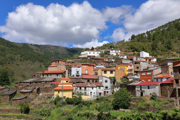 Aceitunilla, Las Hurdes in Cáceres Spain. Village with old stone houses