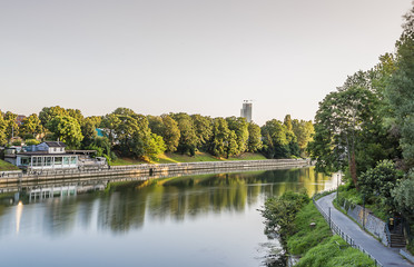 Fototapeta premium Torino, tramonto sulle rive del Po