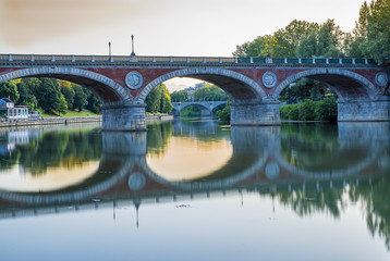 Torino, tramonto sulle rive del Po