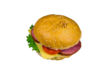 Fresh hamburger isolated on the white background