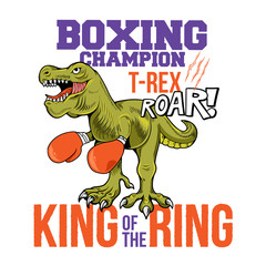 Boxing champion dino T-REX print design