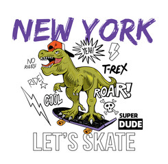 T-REX skater NEW YORK print design