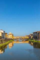 historic Ponte Veccio in Florence at river Arno